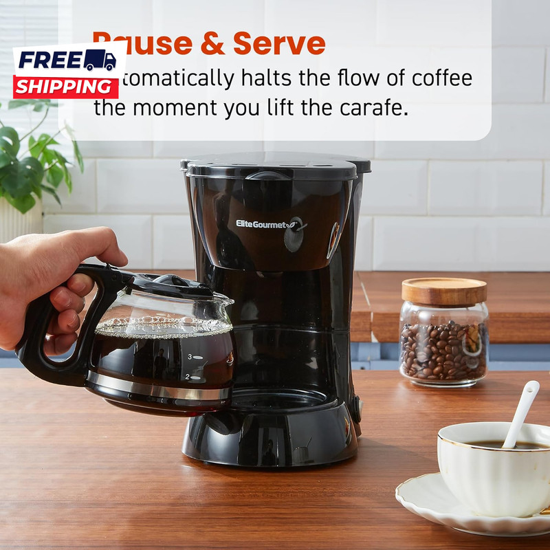 EHC4128 Automatic 4-Cup Brew & Drip Coffee Maker with Pause N Serve, Glass Caraf gallery