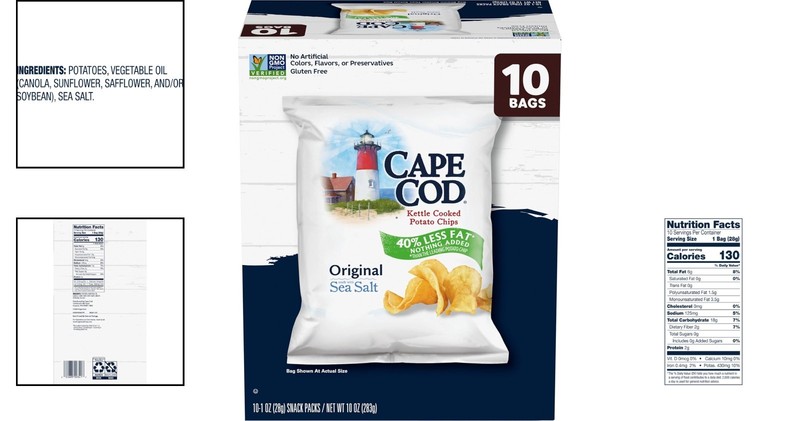 Cape Cod 10-Pack Less Fat Kettle Chips - Guilt-Free Snack Delight gallery