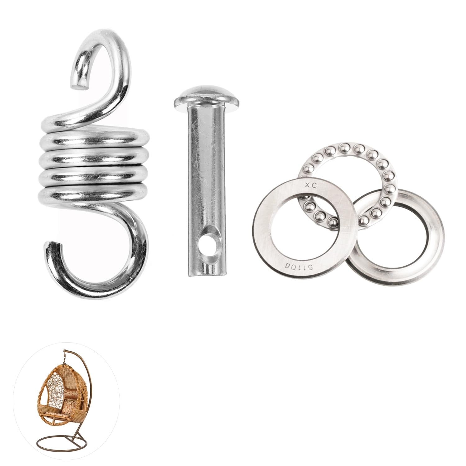 UtySty Egg Chair Hanging Spring Replacement Hammock Springs Kit Silver gallery