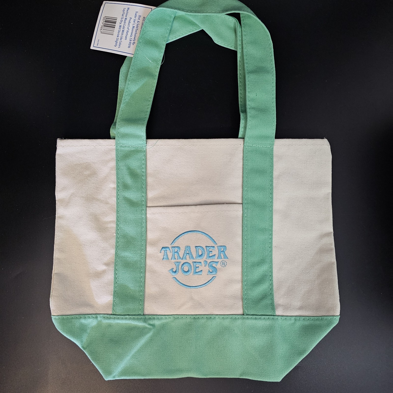 Trader Joe’s Holiday 2025 Mini Pastel Canvas Tote Bag Light Green New with Tags gallery