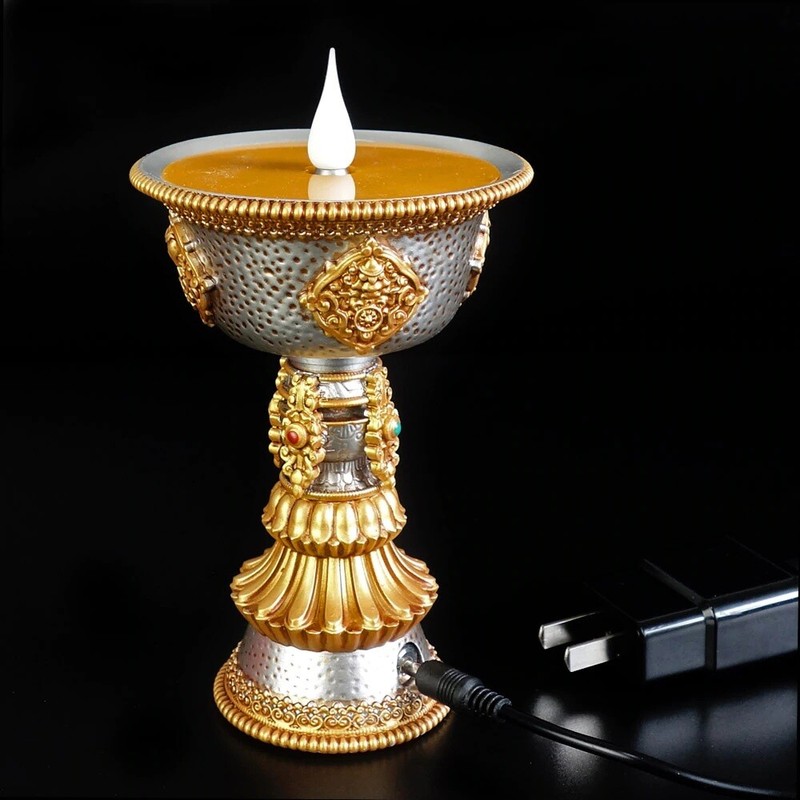 1PC Simulated Electronic Butter Lamp Powered Smokeless Fireless Buddhist Lamp gallery