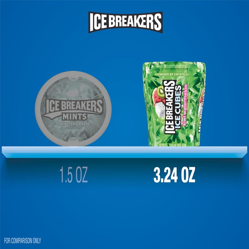 ICE BREAKERS ICE CUBES Kiwi Watermelon Sugar Free Chewing Gum 40 Count 6 Pack gallery