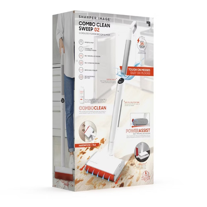 Sharper Image Combo Clean Sweep 02, Cordless Power Broom & Mop White gallery