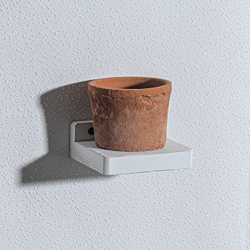 Small Floating Shelves for Wall Set of 2 Natural Wood 4Inch Mini 4×4 White gallery