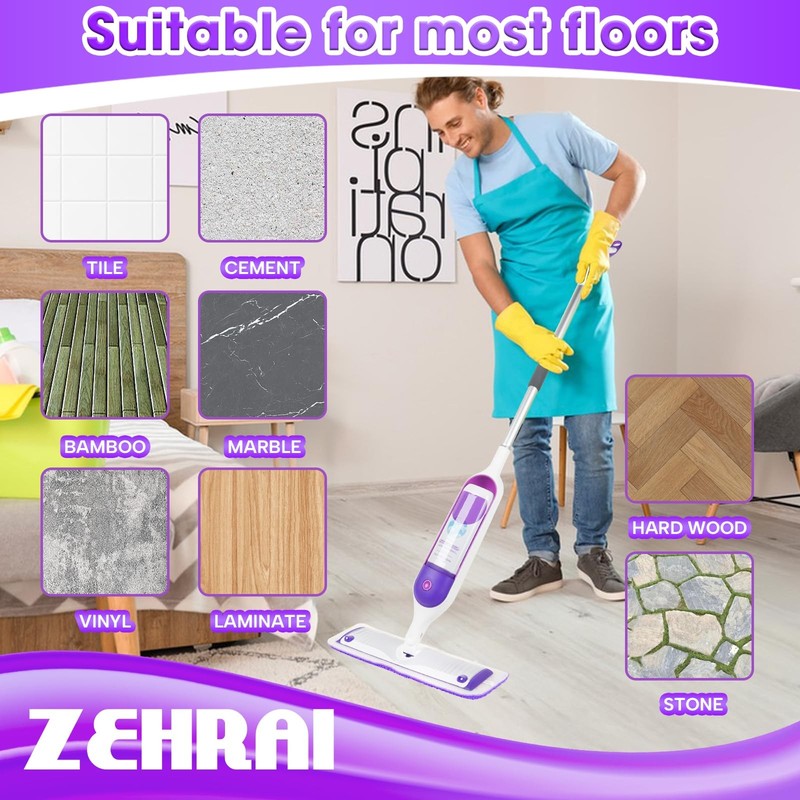 6 Pack Reusable Microfiber Mop Pads for Swiffer PowerMop, 13-16 Inch Spray Mo... gallery
