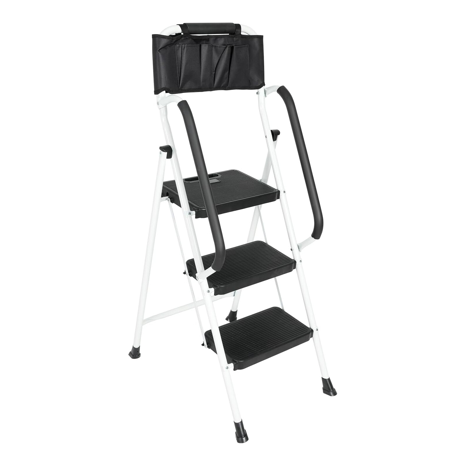 3 Step 500 lbs Ladder with Handrails & Attachable Tool Bag Folding Stool Ladder gallery