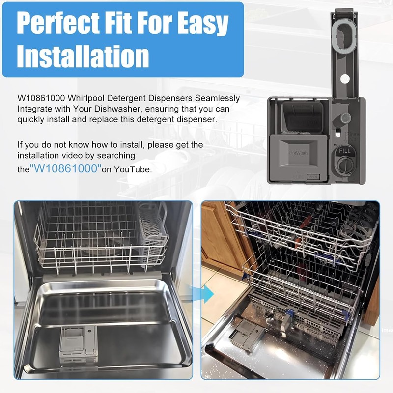 Dishwasher Detergent Dispenser Compatible With Whirlpool WDT730PAHZ0 WDT970SAHZ0 gallery