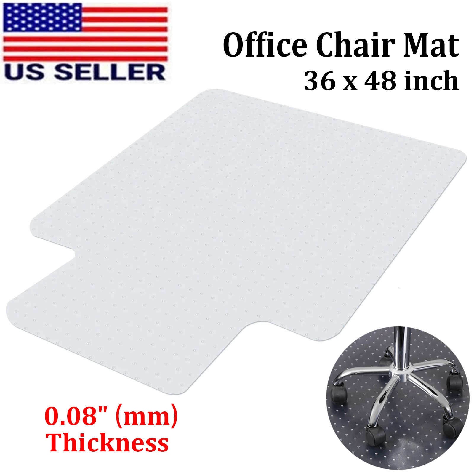 36"x48" Office Chair Mat Computer Desk Chair Mat for Carpet Floor w/Extended Lip gallery