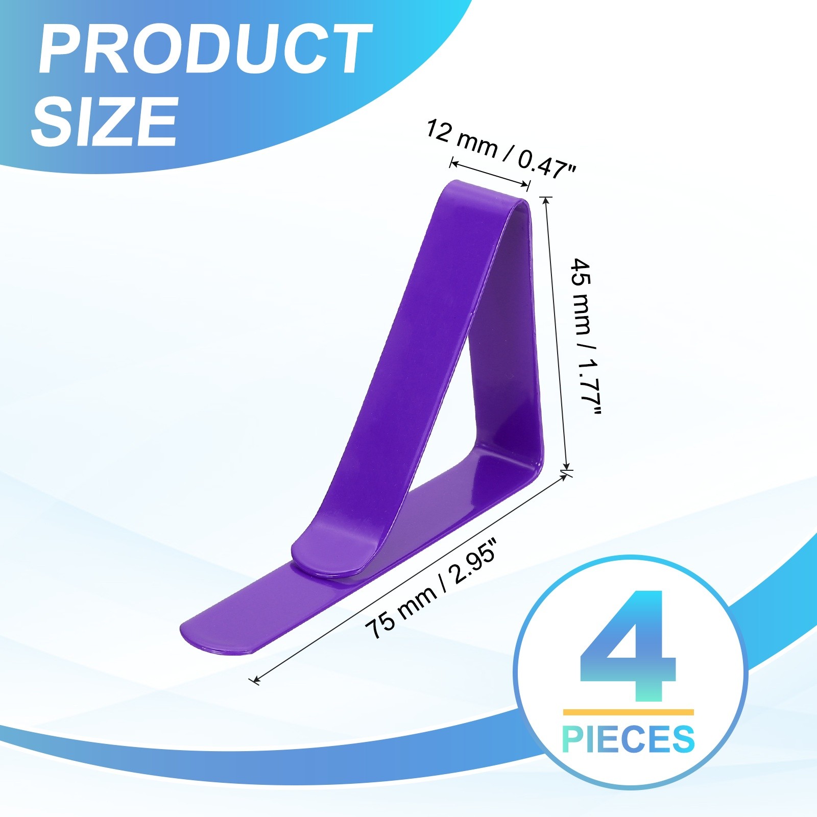 4 Pack Tablecloth Clips, 2.95" x 1.77" Table Cloth Cover Clamps, Purple gallery