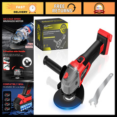 Cordless Angle Grinder 4-1/2″ Brushless, 8000 RPM, Battery Powered for Cutting,