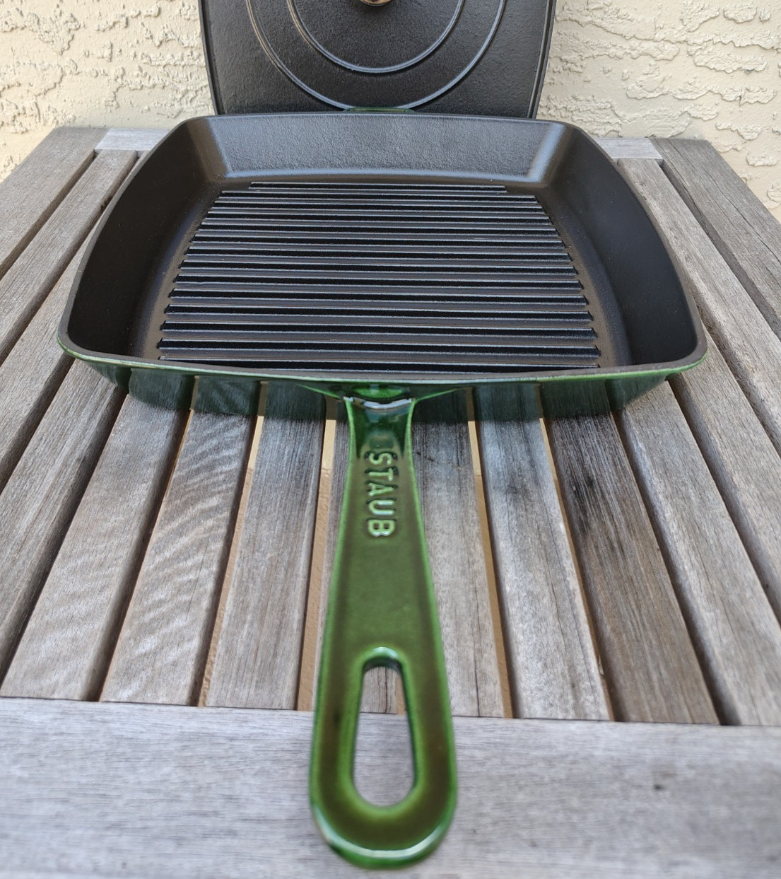 Staub 12in Square Grill Pan & Press Set Cast Iron Made in France 30cm Free Ship gallery