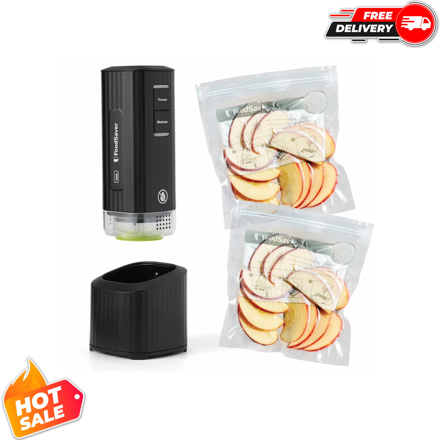 FoodSaver Deluxe Cordless Handheld Vacuum Sealer Food with Charging Dock gallery