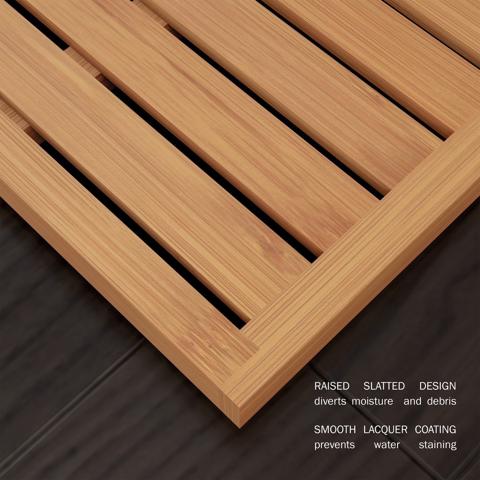 Bamboo Bath Mat Eco Friendly Natural Wooden Non Slip Slatted Design Bathroom gallery