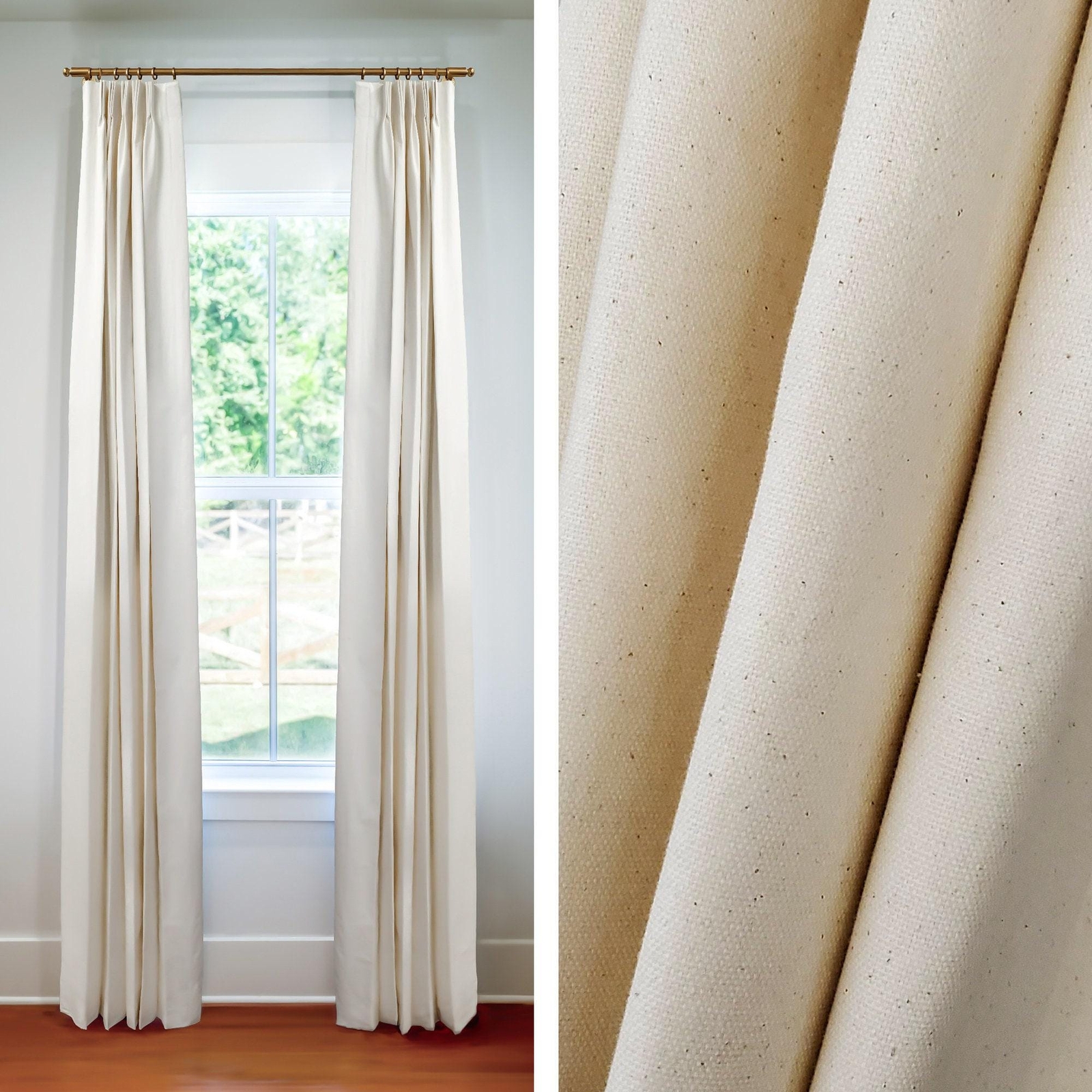 7-Day Drapes - Pleated & Lined - 7 oz. Cotton Duck Natural - 1 Pair / 2 Panels gallery