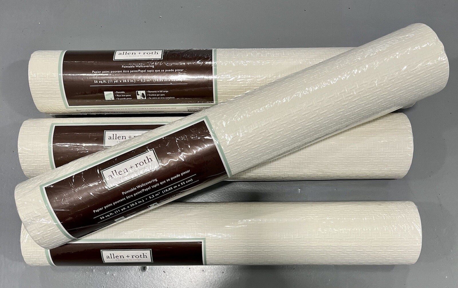 4 Rolls Allen + Roth Basketweave Paintable Wallcovering 224 Sq Ft Total 20.5” Wi gallery