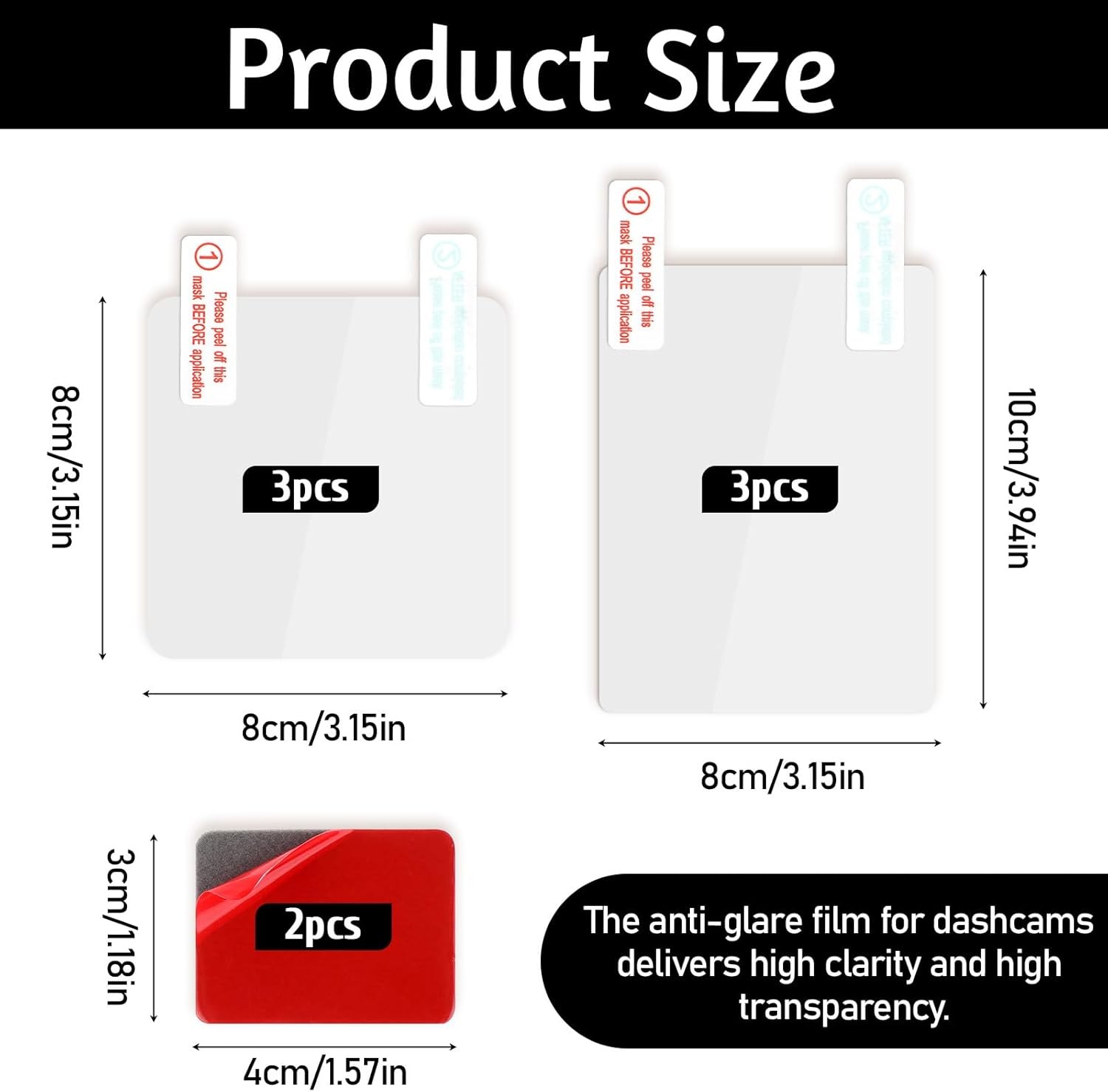 6PCS Electrostatic Film for Dash Cam,2 Sheets Double-Sided Adhesive Sticker gallery