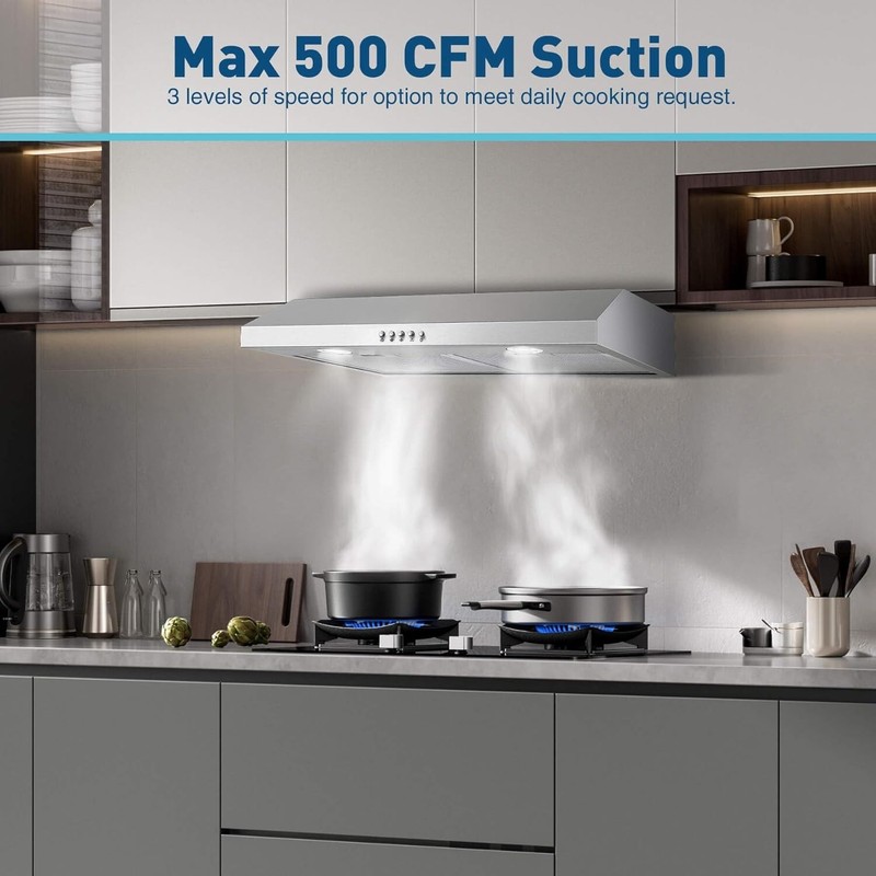 800CFM Kitchen Under Cabinet Range Hood 3-Speed Remote Control w/LEDs Cook Vent gallery