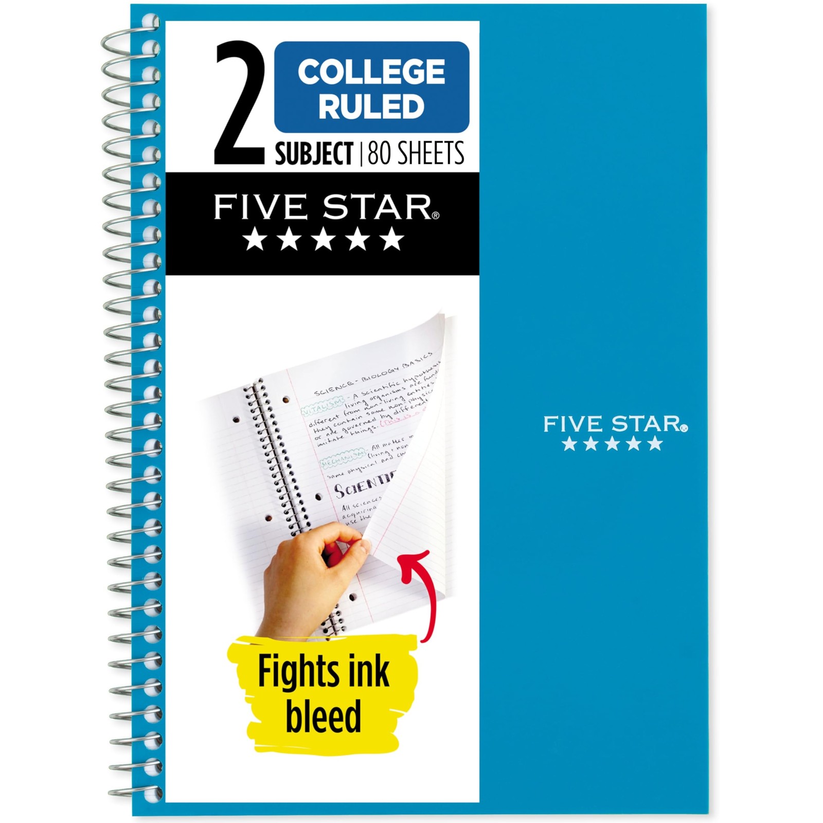 Five Star Spiral Notebook, 2 Subject, College Ruled Paper, 6 x 9-1/2, 80 Shee... gallery
