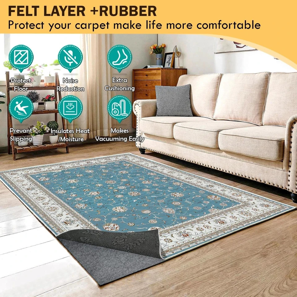Waterproof Rug Pad, 3x5 ft Under Area Rug Carpet Pad, Non Slip Felt Rug Pads ... gallery