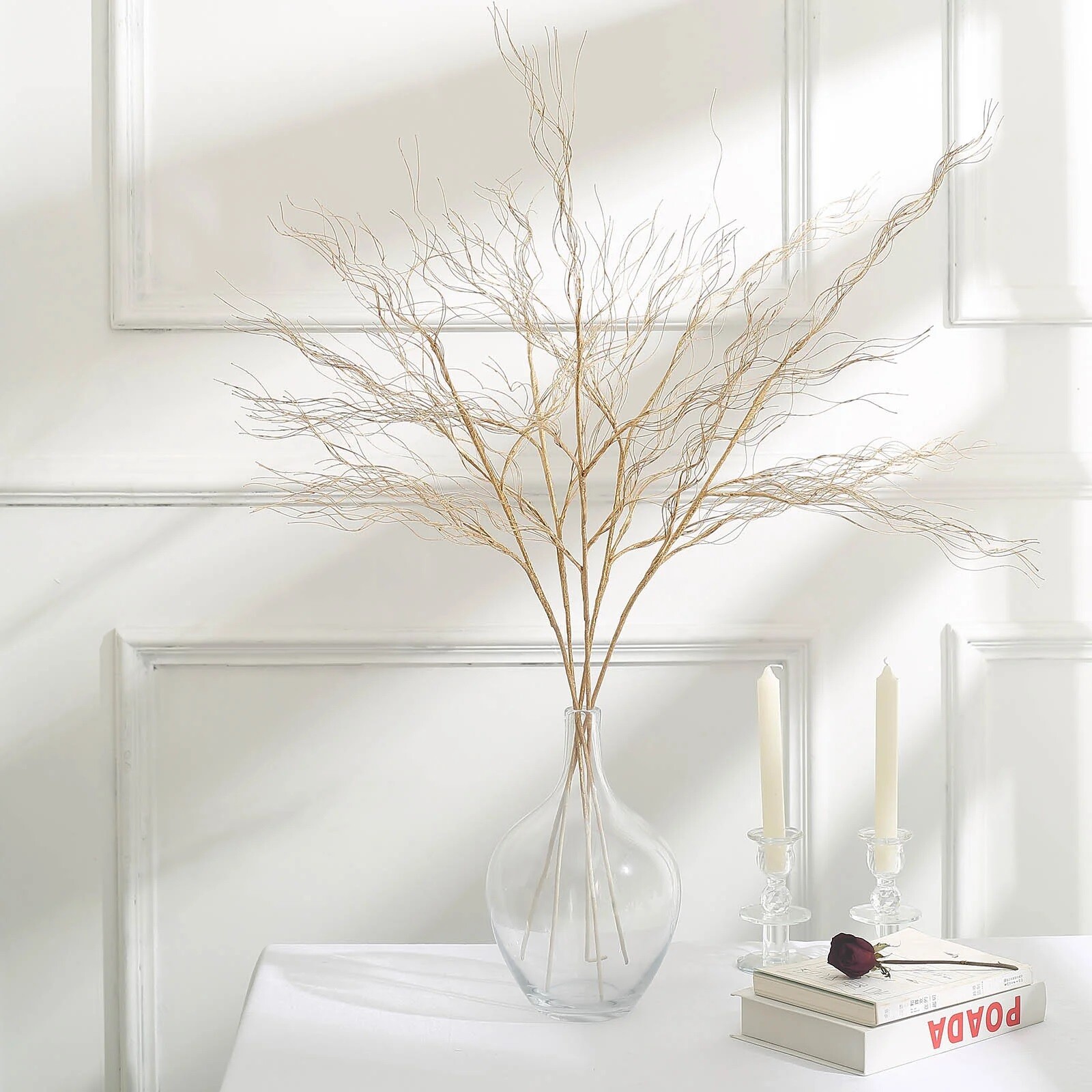 4 Metallic Gold 39" Long STEM Artificial Twigs Bendable Willow Sprays Events gallery