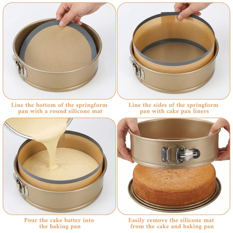 4 Set Silicone Baking Mat for Springform Pan 4/7/9/10 Inch, Prevent Cake From... gallery