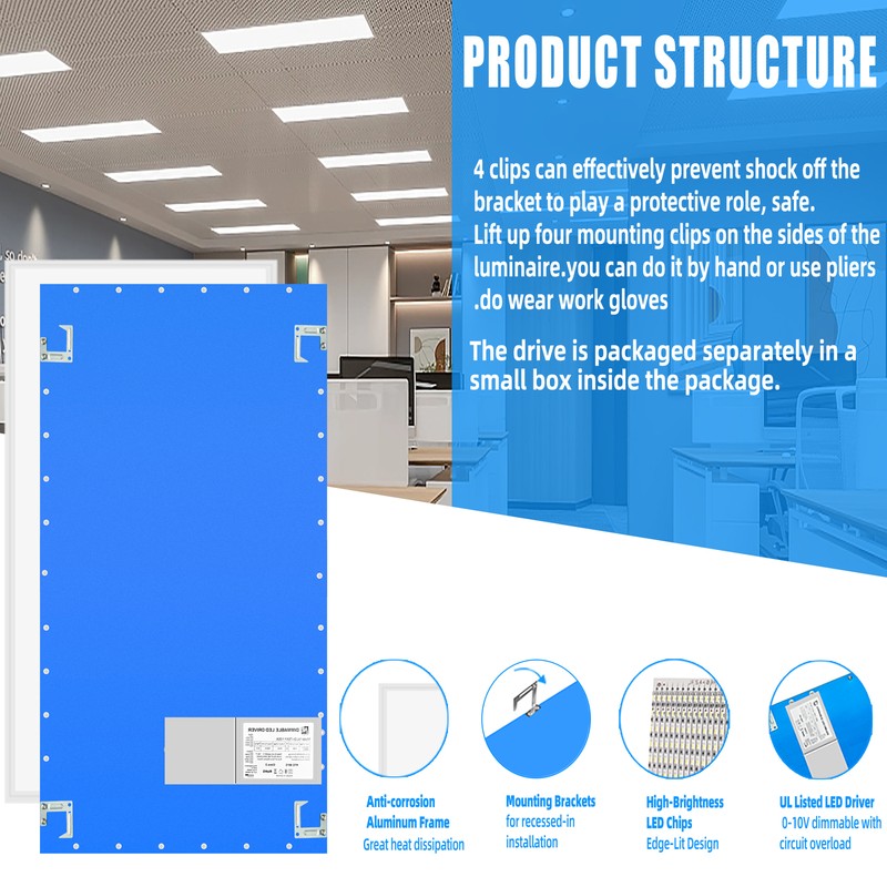 2X4FT LED Flat Panel Light 7800LM 4X75W 5000K Drop Ceiling Ceiling Office Lights gallery
