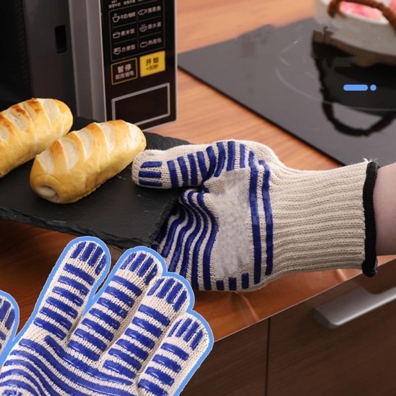 Heat Resistant BBQ Gloves, Silicone Non-Slip Kitchen Oven Mitts Grilling Gloves gallery