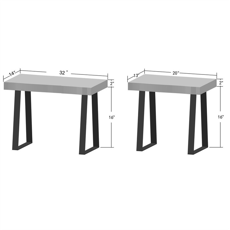 Natural Solid Wood Rectangle Bench Coffee Side Table with Metal Legs Rustic gallery