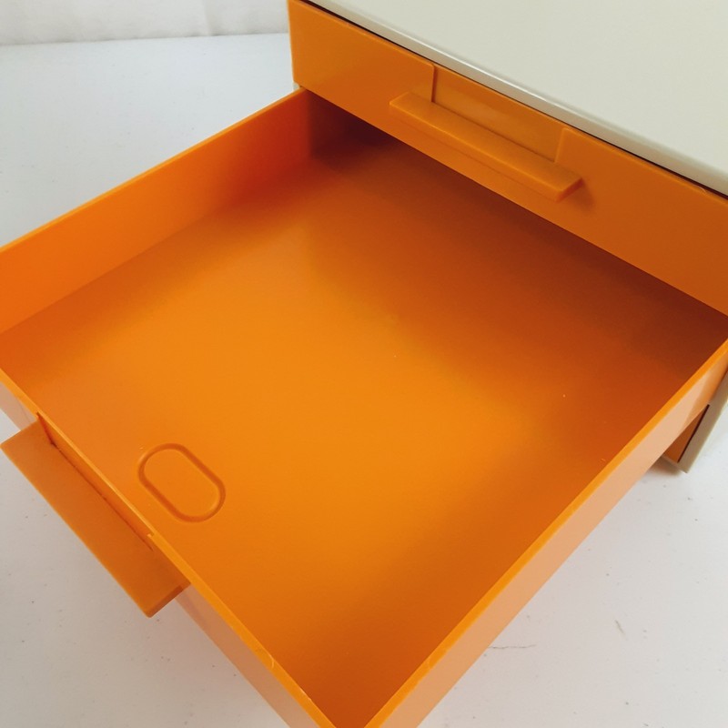 Vintage Hard Plastic Stacking Tray Drawers 3 Slide Out Yellow & Beige Retro MCM gallery