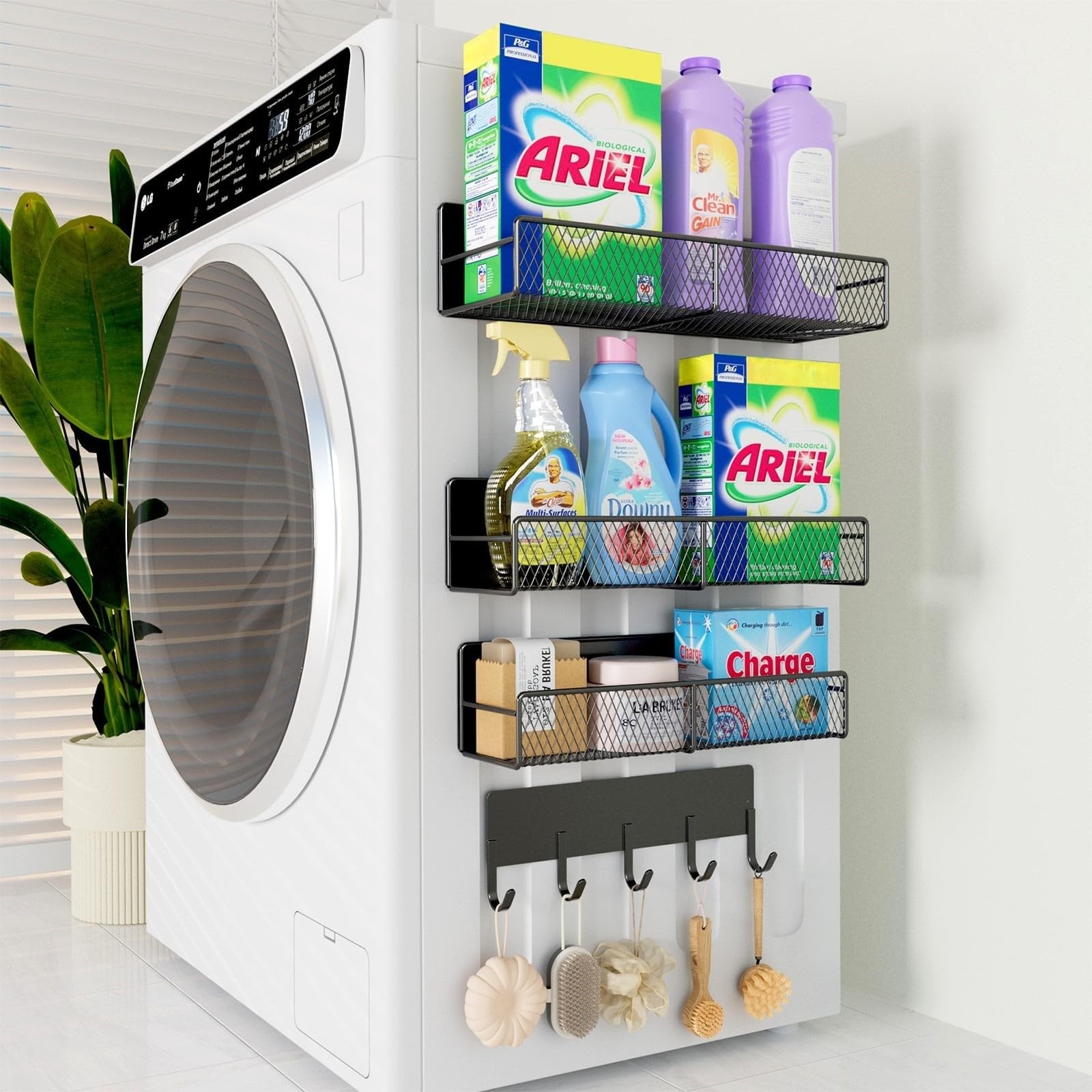 4 Pack Magnetic Shelves for Washing Machine, Heavy-Duty Magnetic Laundry Orga... gallery