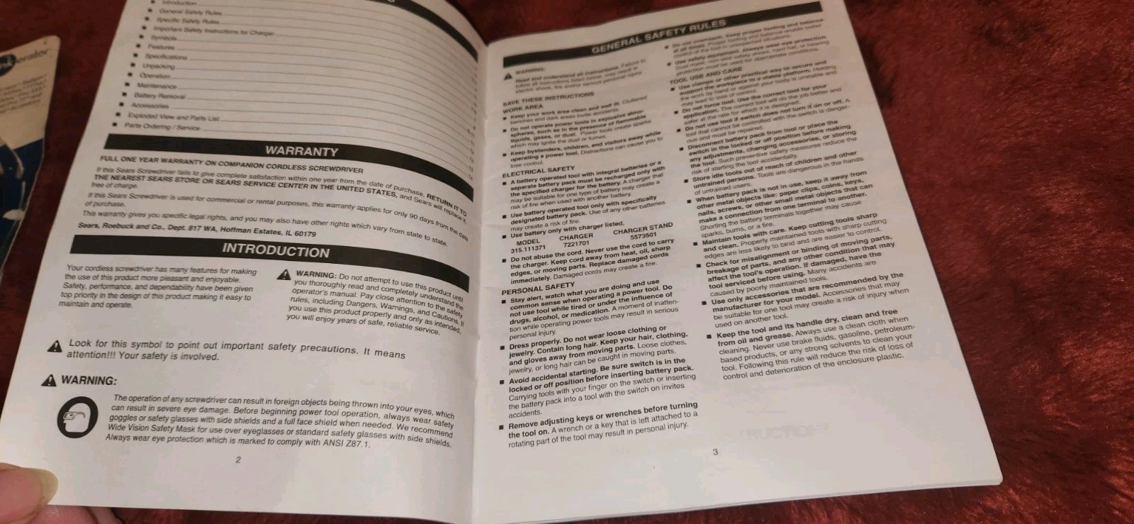 Craftsman 3.6 Colt Cordless Screwdriver Operators User Manual 315.111371 gallery