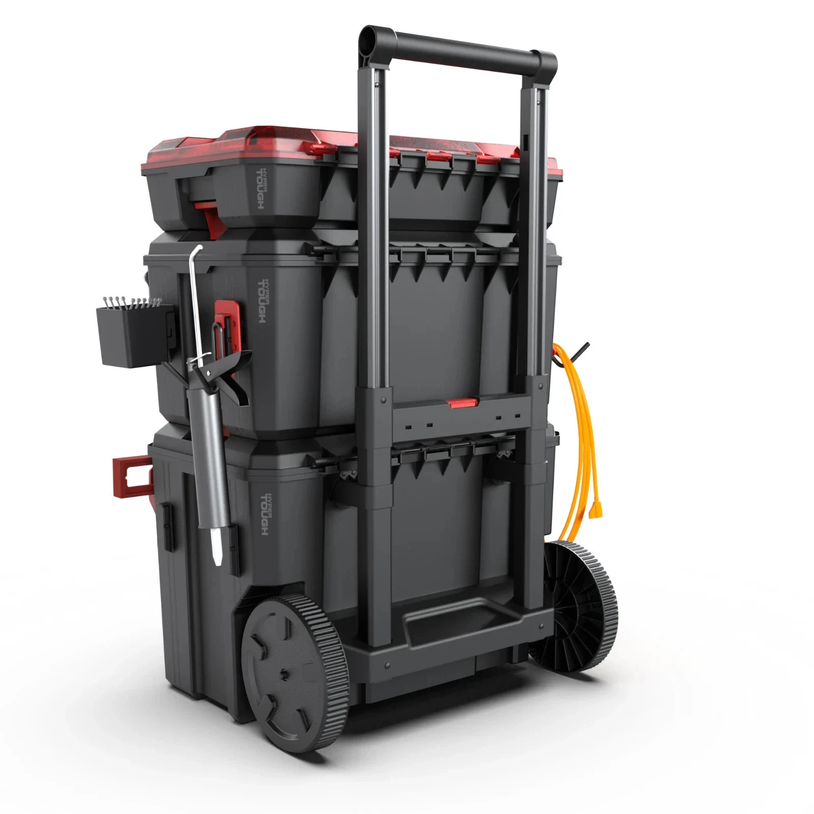 Hyper Tough Hyper Stack Heavy Duty 3 Piece Modular Rolling Toolbox System, Black gallery