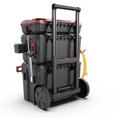Hyper Tough Hyper Stack Heavy Duty 3 Piece Modular Rolling Toolbox System, Black