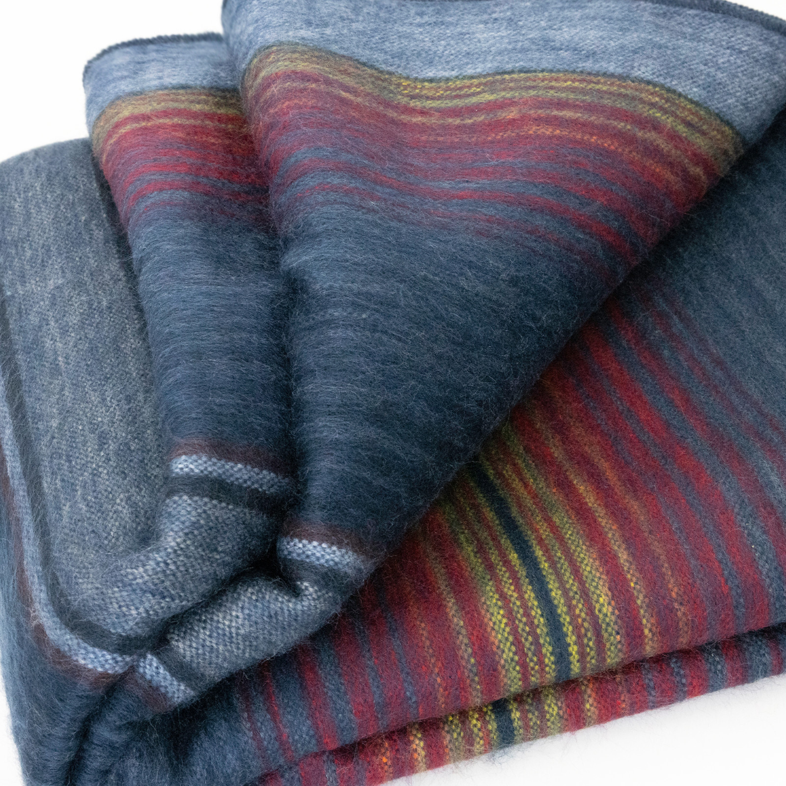 SOFT & WARM STRIPED ALPACA WOOL BLANKET QUEEN BED SOFA THROW MIDNIGHT BLUES gallery