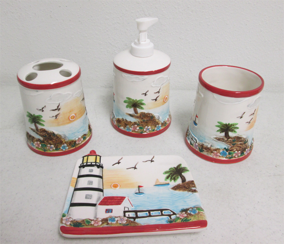 Lighthouse Ceramic 4 PC Bathroom Set. Item #3046 gallery