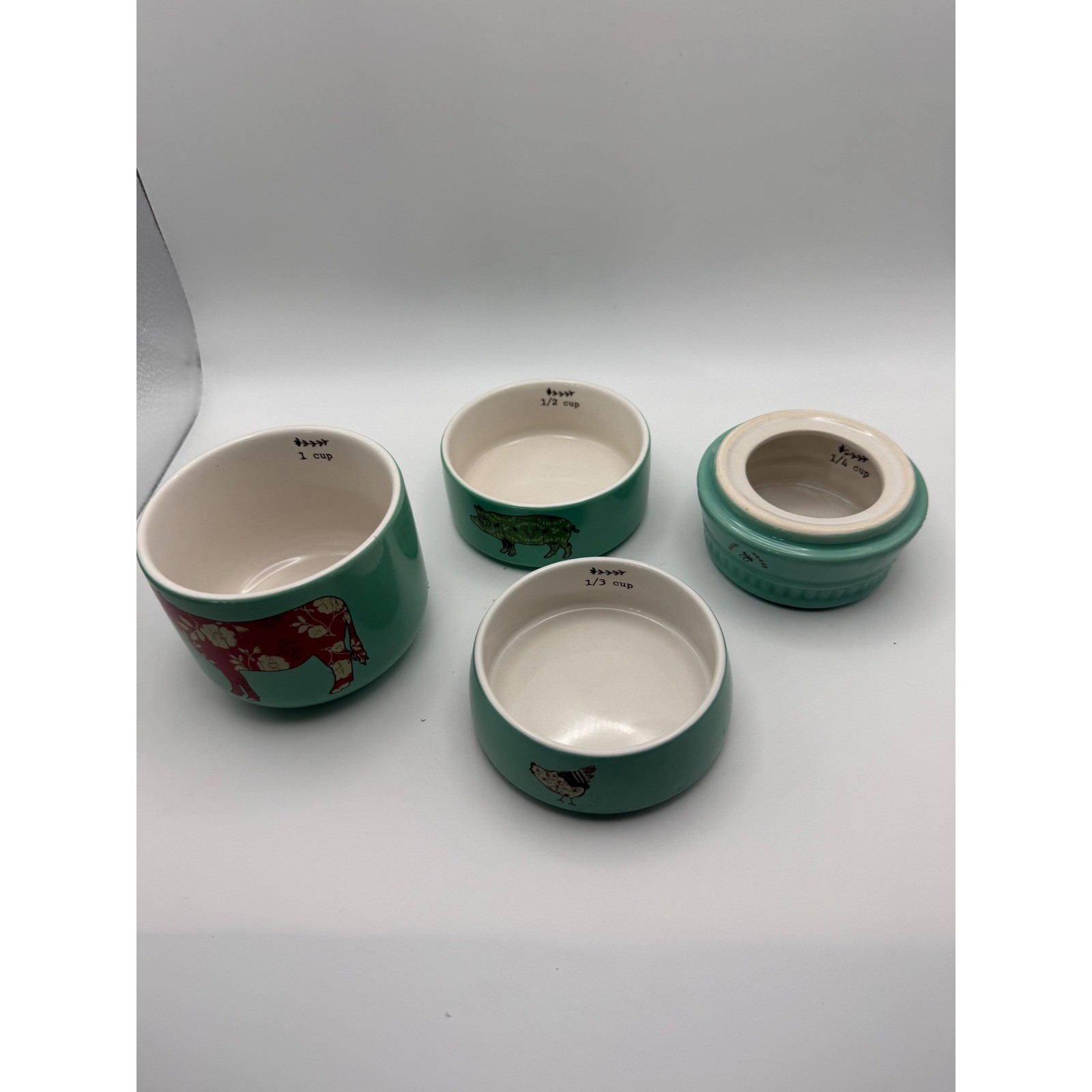 Live Simply Amylee Weeks Stackable Ceramic Measuring Cups Farmhouse Teal 4 Piece gallery