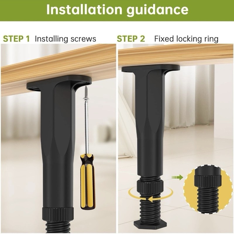 4 Pack Adjustable Support Leg Replacement for Bed Frame Wood Slats gallery