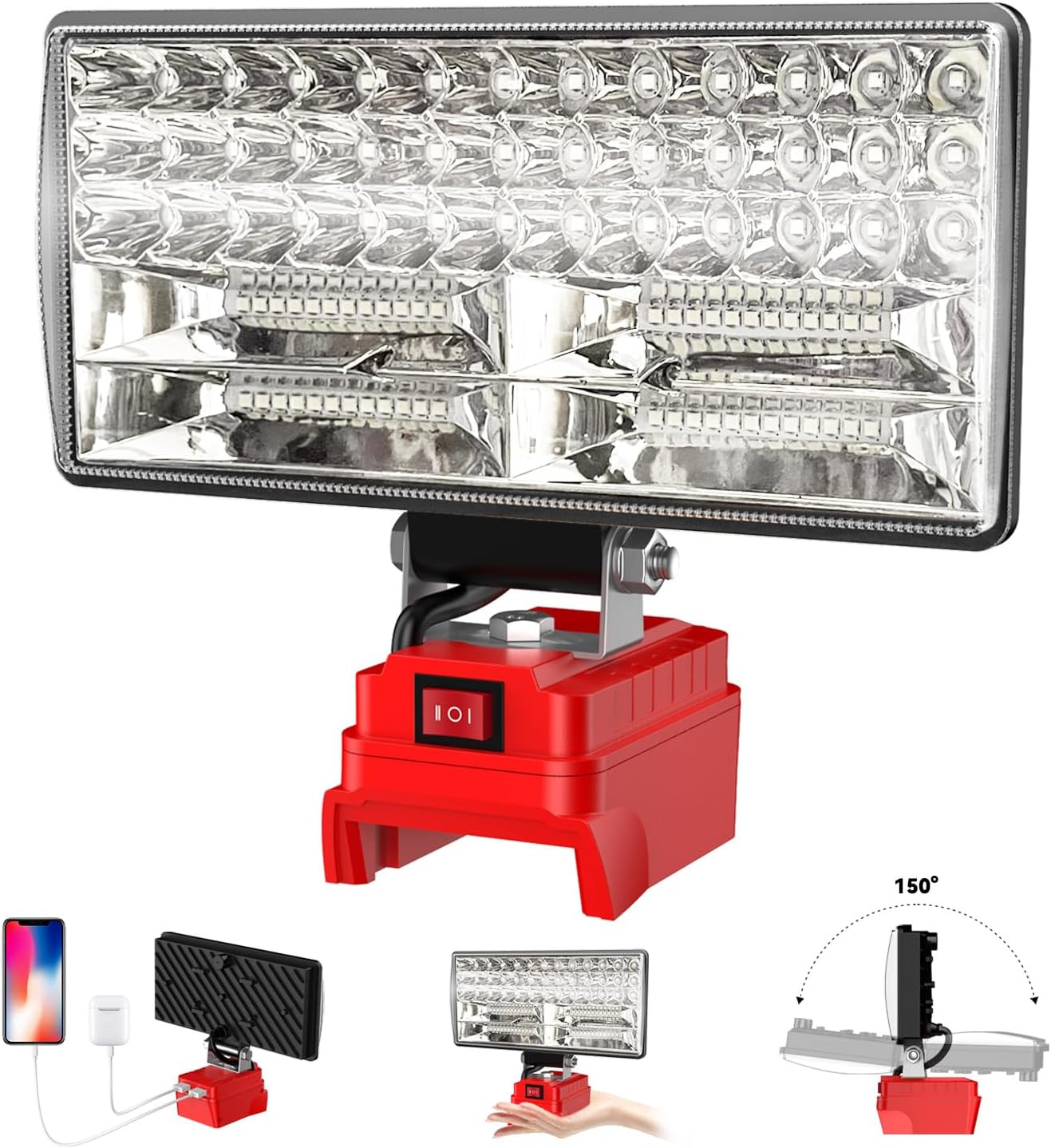 8 Cordless LED Work Light for Milwaukee M18 Battery 5400 Lumens USB Port gallery