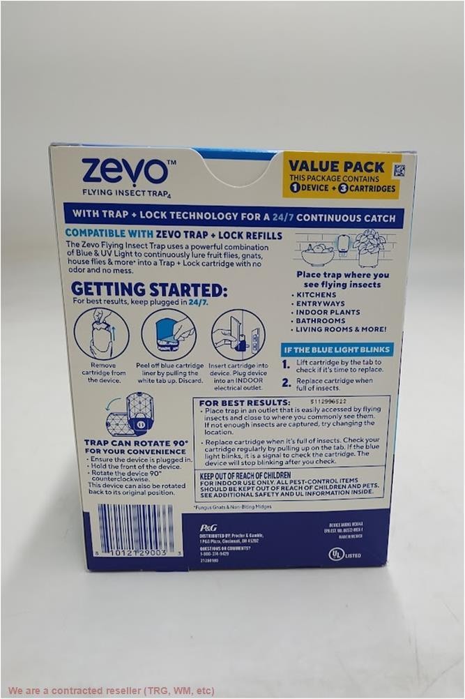 Zevo Flying Insect Indoor Light Fly Trap Starter Kit - 1 Trap + 3 Refills gallery
