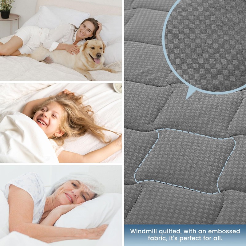 SLEEP ZONE Waterproof Mattress Protector Pad King Machine Washable, Breathabl... gallery
