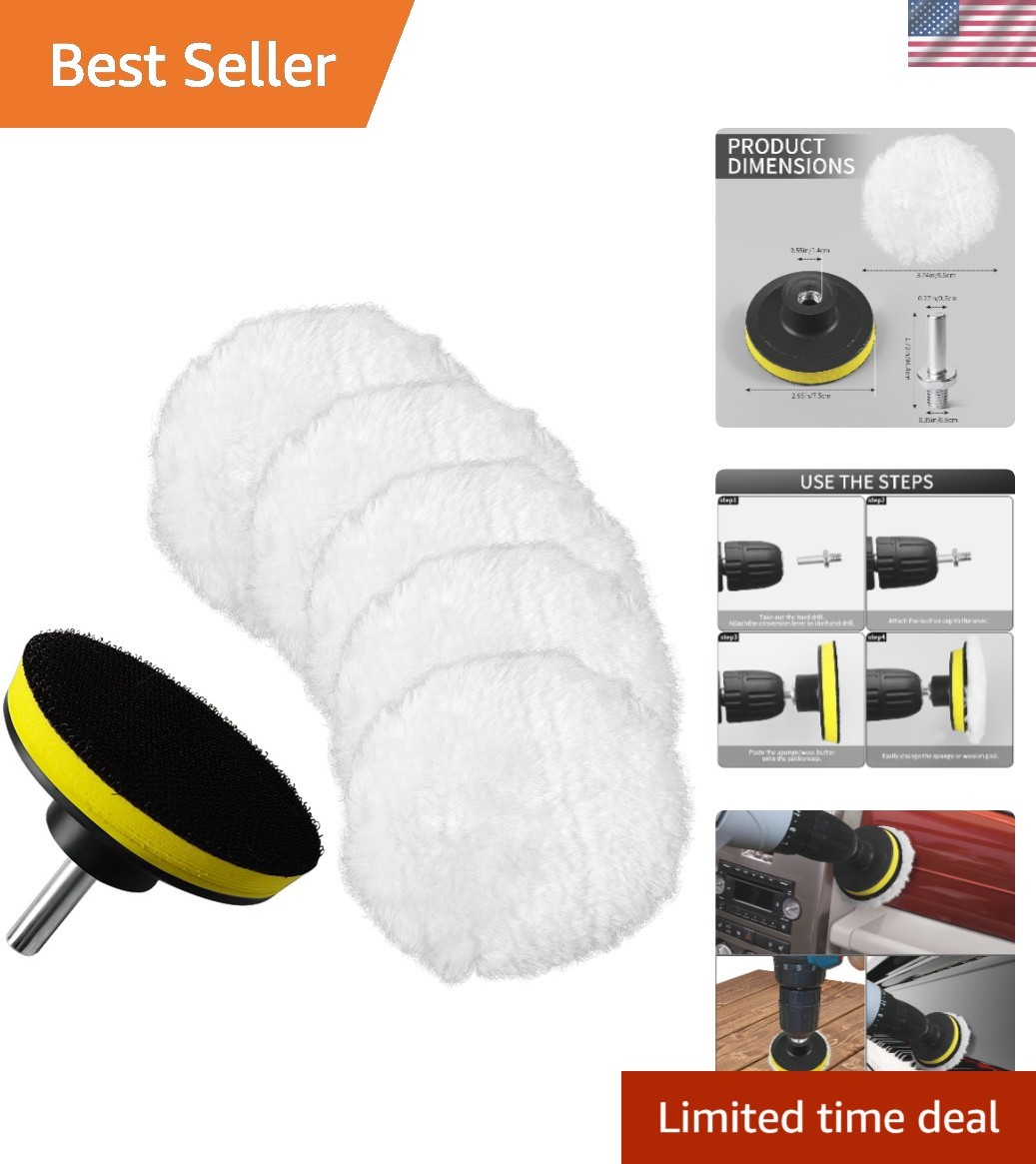 7 Pcs 3 Inch Wool Polisher Buffing Wheel Small Buffing Pads for Drill Buffer Att gallery