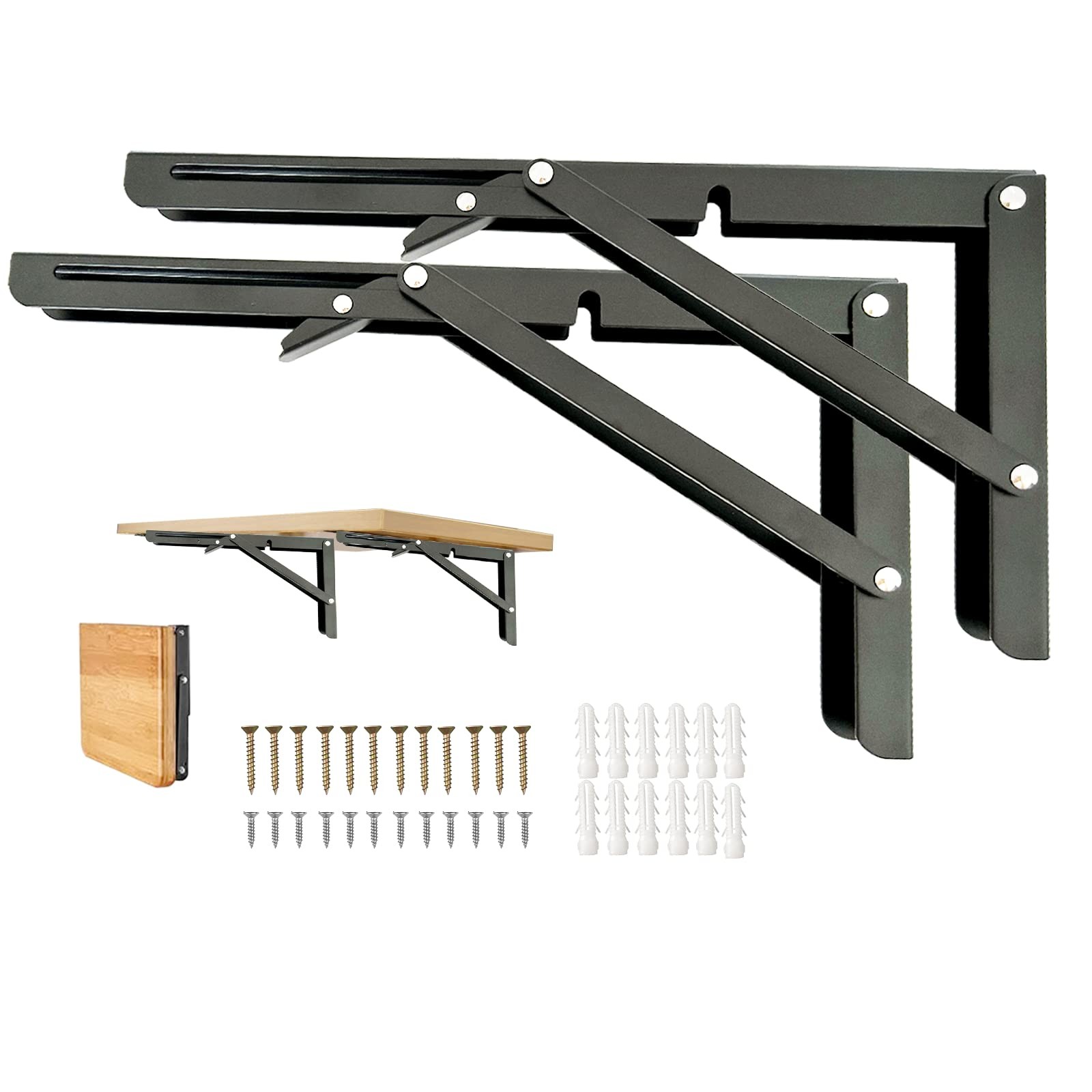 2 PCS 20 Inch Folding Table Hinge Collapsible Wall Mounted Shelf Brackets gallery