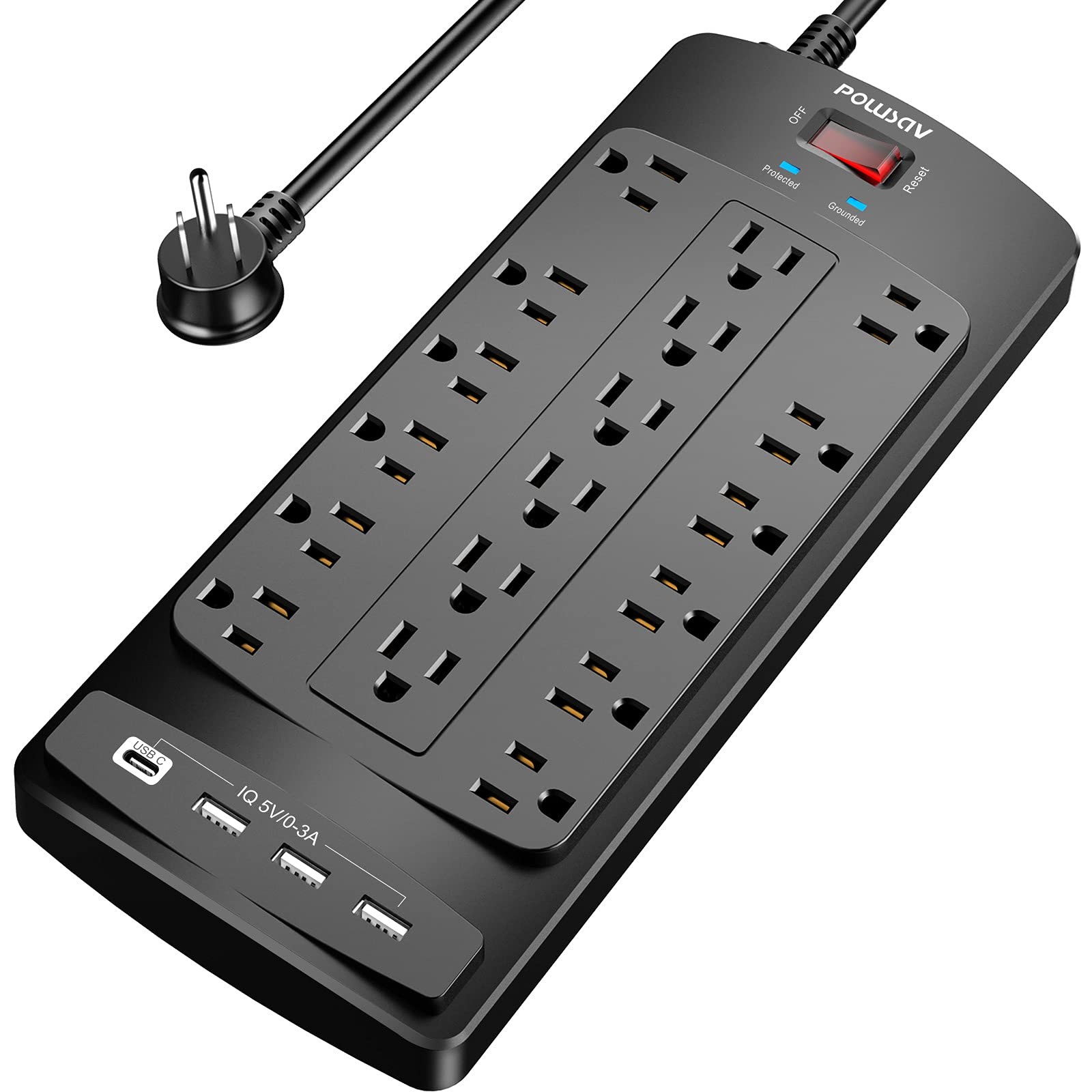18 Outlets Surge Protector Power Strip 6 Feet Flat Plug Heavy Duty Extension... gallery