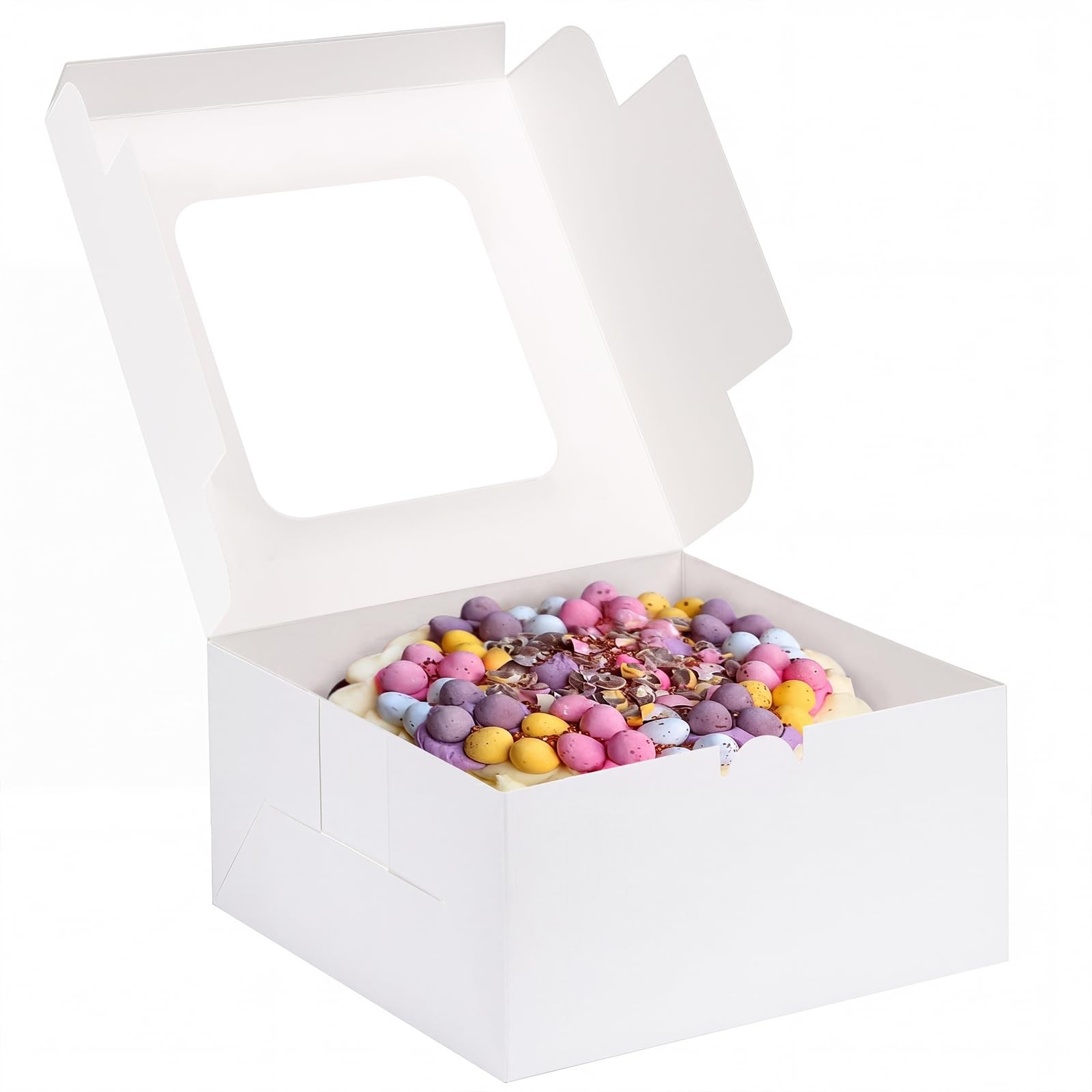 24pcs Cake Boxes, 10x10x5 Inches White Square Bakery Boxes with Window Cajas ... gallery