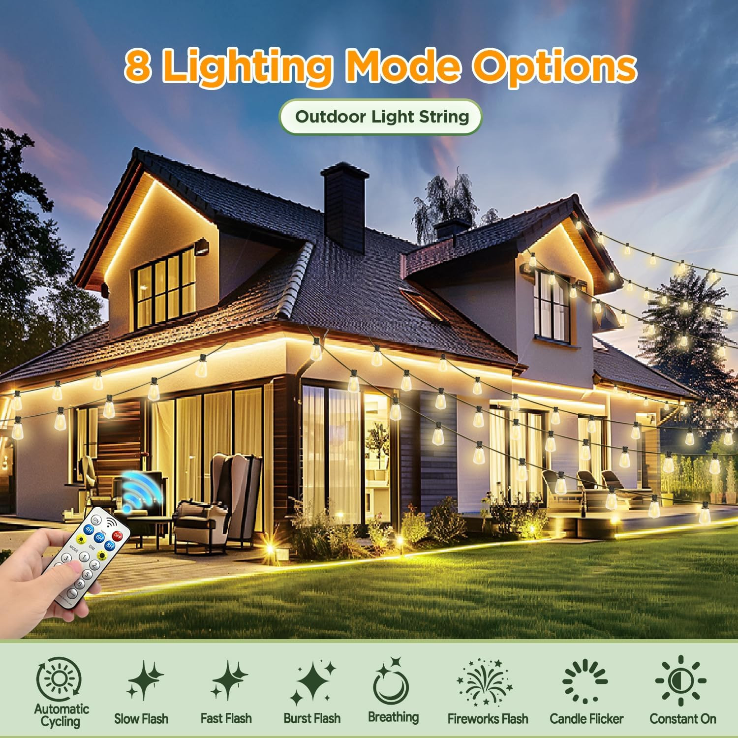 Solar String Lights Outdoor Waterproof with Remote & Timer, LED Shatterproof ST3 gallery