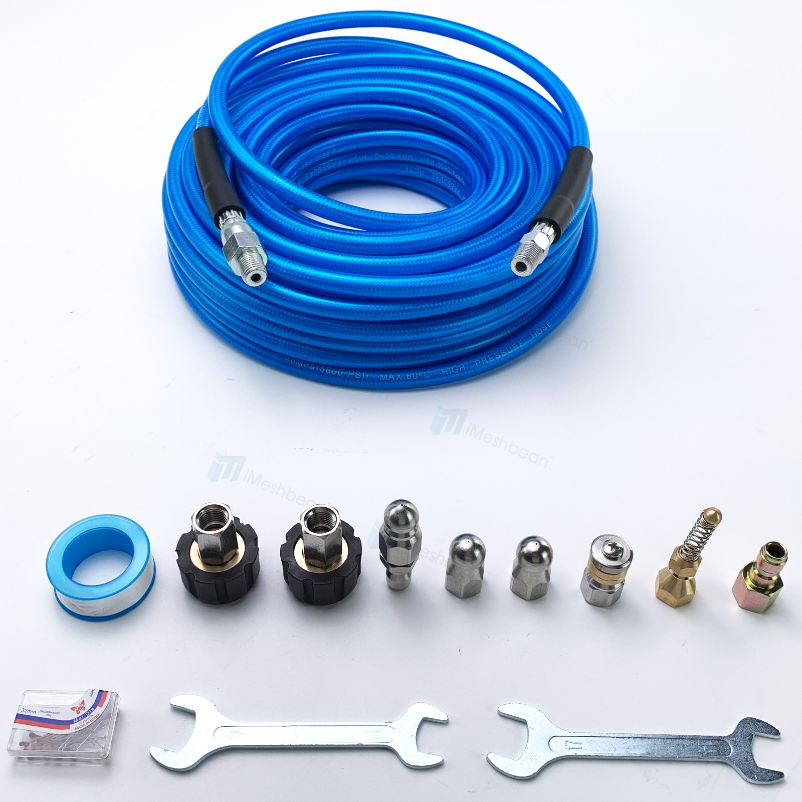 Sewer Line & Drain Jetter Kit 1/4" x 70FT Hose+ Sewer Nozzle M22 Adapter 5800PSI gallery