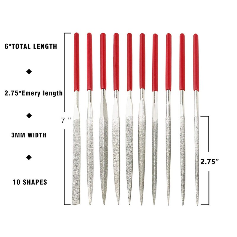 10pc 6" Mini Diamond Needle File Set 140 x 3mm Ceramics Tile Glass Hand Tools gallery