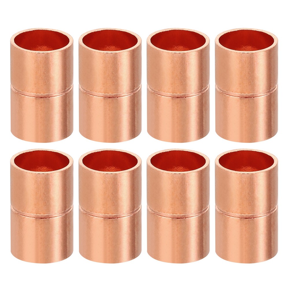 10mm ID Straight Copper Coupling Fittings, 8 Pcs Welding Joint for HVAC