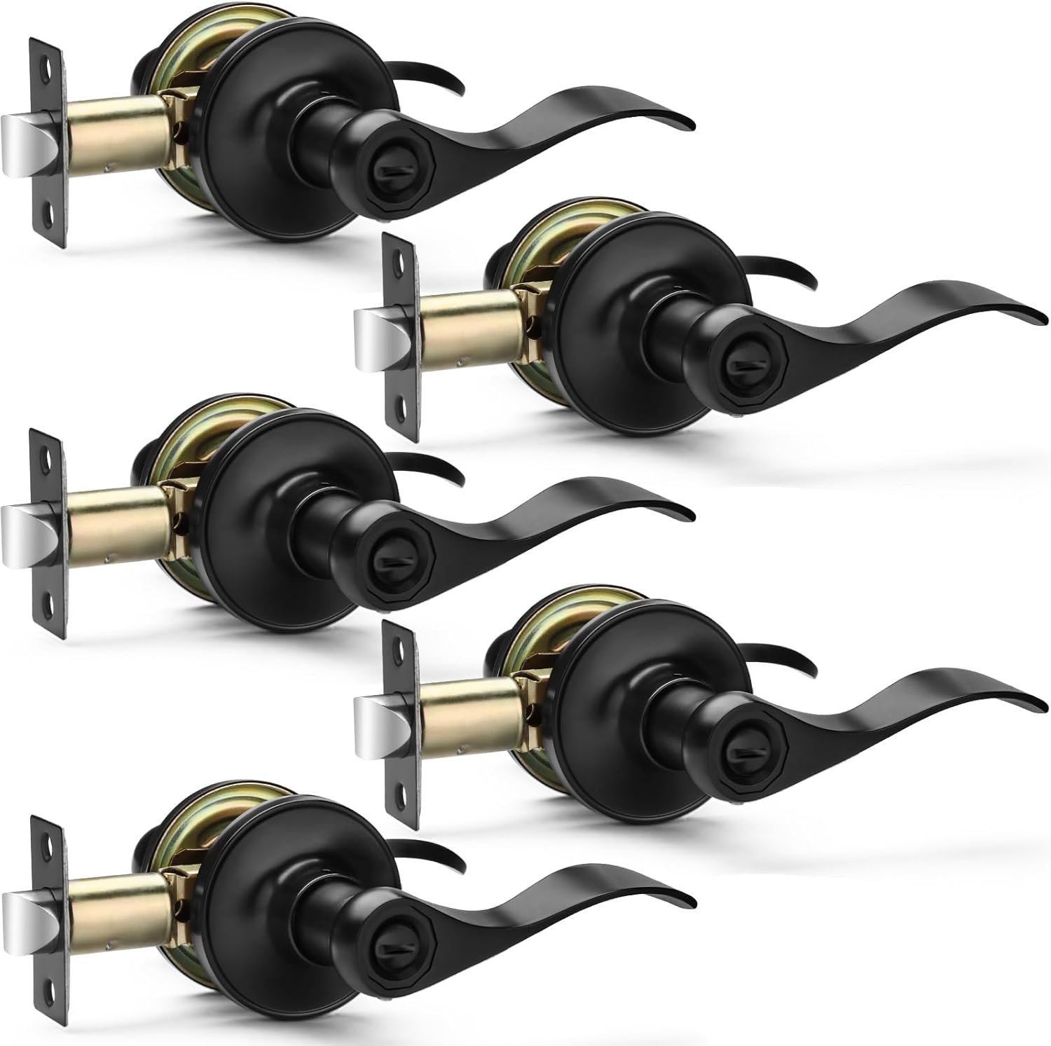 10 Pack Matte Black Door Handles Privacy Door Levers, Heavy Duty Bed and Bath Do gallery
