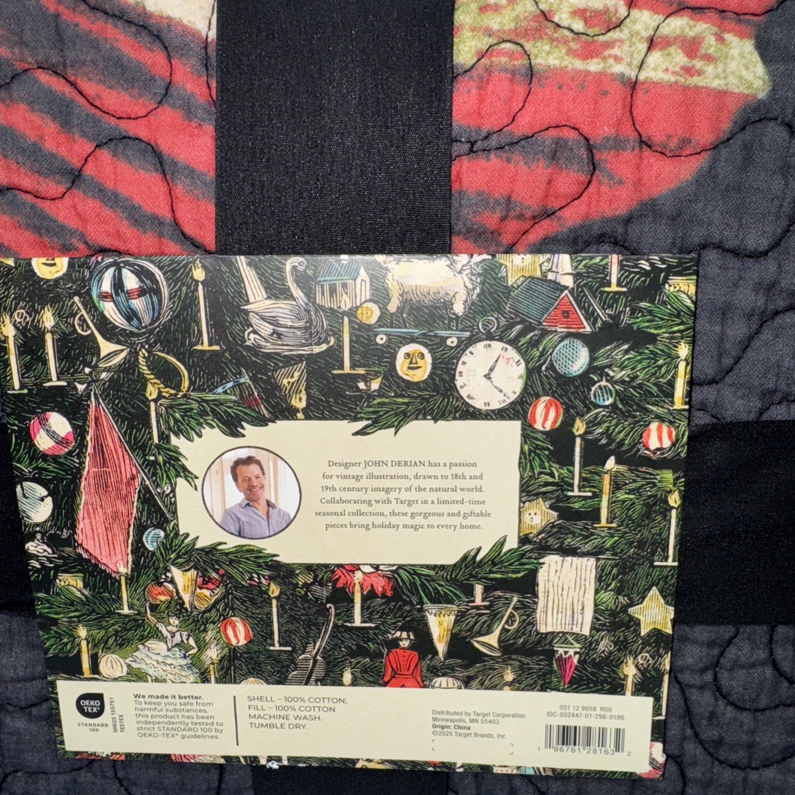 John Derian Company Quilted Throw Blanket 50x70” Target Holiday Floral NWT gallery